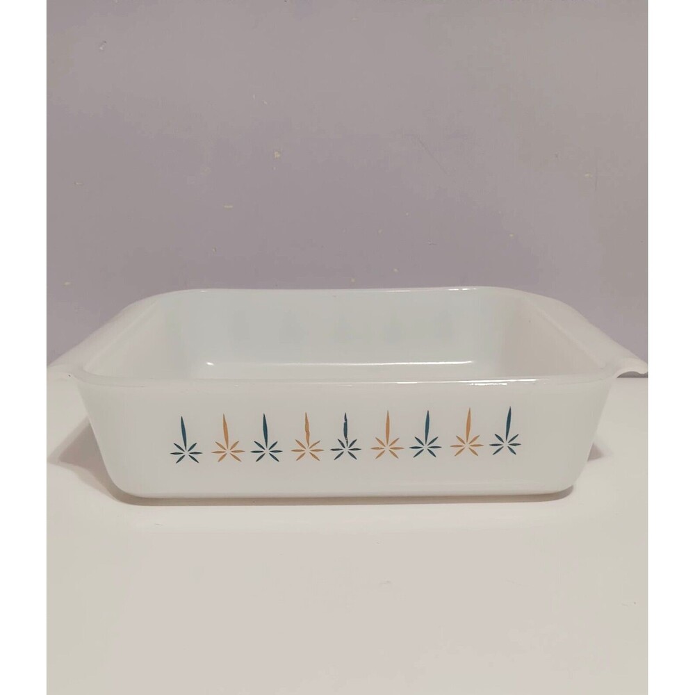 Fire King Anchor Hocking White Square Casserole 8"  Dish Candle Glow